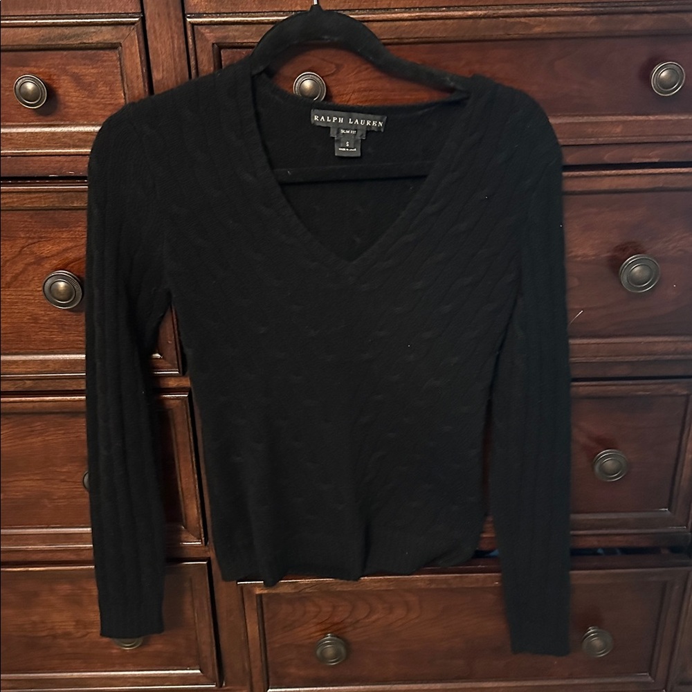 Ralph Lauren Black cable knit cashmere sweater